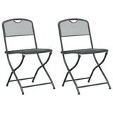 Garden Chairs Folding 2 pcs Anthracite 52.5 x 46 x 82 cm Iron 42025100