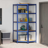5-Layer Corner Shelf Blue Steel&Engineered Wood 4016964
