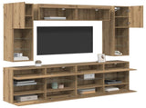 TV Wall Cabinet Set with LED 6 pcs Artisan Oak Engineered Wood 3402996