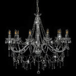 Chandelier with Beads Silver 12 x E14 Bulbs 281610