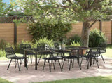 Garden Dining Set 9 pcs Black Powder-Coated Steel 3379204