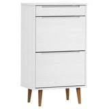 Shoe Cabinet MOLDE White 59,5x35x103 cm Solid Wood Pine 350526