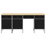 Work Cabinet with Drawer 4 pcs Black Engineered Wood and Steel 3321380