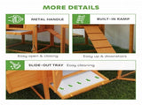 Wooden Chicken Coop with Run, Nesting Box, Slide-out Tray, Ramp, Perches, Asphalt Roof, 179 x 67 x T3398P425404