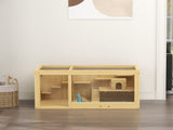 Wooden Hamster Cage with Water Bottle, Platforms, Openable Roof, Sliding Tray, Hut, Seesaws, Natural T3398P350099