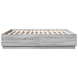 Bed Frame with LED without Mattress Grey Sonoma 180x200 cm Super King 3209595