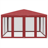 Party Tent with 8 Mesh Sidewalls Red 4x4 m HDPE 4010065