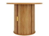 Round bar table with storage, 91.6cm high standing table with cabinet, MDF wood look, load capacity N639P442895D