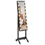 Free-Standing Mirror with LED Black 34x37x146 cm 351767