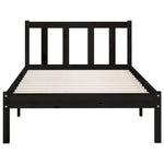 Bed Frame without Mattress Black Solid Wood Small Single 810046