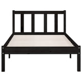 Bed Frame without Mattress Black Solid Wood Small Single 810046