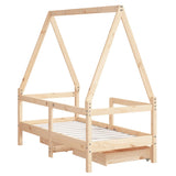 Kids Bed Frame with Drawers 70x140 cm Solid Wood Pine 834471
