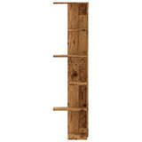 ZNTS Wall Corner Shelf Old Wood 36.5x36.5x140 cm Engineered Wood 852634