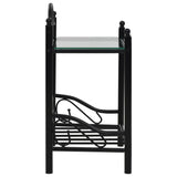 ZNTS Bedside Table Steel and Tempered Glass 45x30.5x60 cm Black 246726