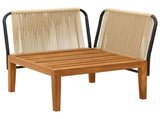 Garden Corner Sofa with Cushions Solid Acacia Wood & Rope 42022075