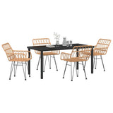 Garden Dining Set 5 pcs Brown Powder-Coated Steel 3379180