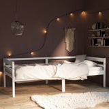 Bed Frame White Solid pinewood Single Durable Bed Frame 322052