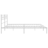 Bed Frame White Powder-Coated Steel Double Bed Frame 355321