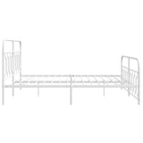 Metal Bed Frame without Mattress with Footboard White 183x213cm 377189