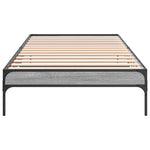 ZNTS Bed Frame Grey Sonoma 90x190 cm Single Engineered Wood and Metal 845054