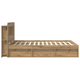 Bed Frame with Storage Artisan Oak 135 x 190 cm Engineered Wood 3433478