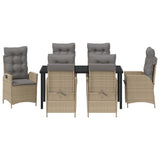 Garden Dining Set with Cushion 7 pcs Beige Poly Rattan 3380516