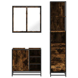 3 Piece Bathroom Furniture Set Smoked Oak Engineered Wood 3301147