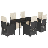 7 Piece Garden Dining Set with Cushions Black Poly Rattan 3212454