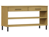 Console Cabinet with Metal Legs Brown Solid Wood Pine OSLO 351003
