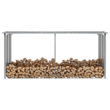 Garden Log Storage Shed Galvanised Steel 330x92x153 cm Grey 44860