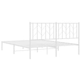 Metal Bed Frame without Mattress with Headboard White 150x200cm 374488