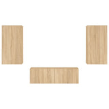 3 Piece TV Wall Cabinets with LED Lights Sonoma Oak 3216876
