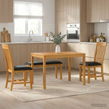 Dining Set 4 pcs Black Solid Oak Wood 3430304