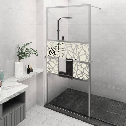 ZNTS Walk-in Shower Wall with Shelf Chrome 115x195 cm ESG Glass&Aluminium 3185506