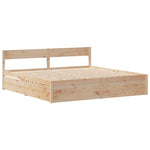 ZNTS Bed Frame without Mattress 200x200 cm Solid Wood Pine 3307110