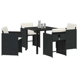 Garden Dining Set with Cushion 5 pcs Black Poly Rattan 3379972