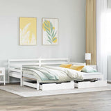 Daybed with Drawers without Mattress White 90x200 cm Solid Wood 3302166