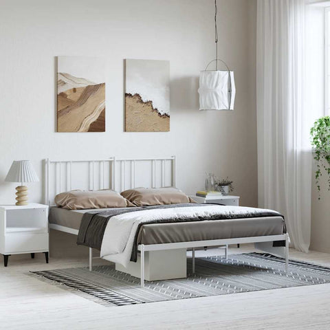Metal Bed Frame without Mattress with Headboard White 150x200cm 352531