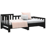 Pull-out Day Bed without Mattress Black 2x cm Solid Wood Pine 820740