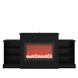 Electric Fireplace Black Oak 140 x 30 x 67 cm Engineered wood 8021144