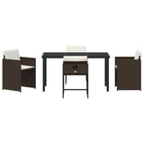 Garden Dining Set with Cushion 5 pcs Brown Poly Rattan 3379985