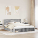 Bed Frame with Shelf Grey Sonoma 200 x 200 cm Engineered Wood 3408338