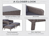 2-Seater Rattan Furniture Set, Steel Frame-Grey T3398P325140