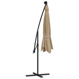 Cantilever Garden Parasol with LED Lights and Steel Pole 300 cm Taupe 44522