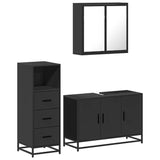 ZNTS 3 Piece Bathroom Furniture Set Black Engineered Wood 3301010