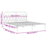 Metal Bed Frame without Mattress with Headboard White 160x200cm 377169