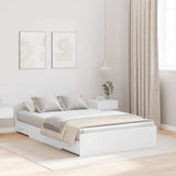 Storage Bed Frame White 120 x 190 cm Engineered Wood 3335325
