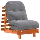 Futon Sofa Bed with Mattress Wax Brown 60x206x11 cm Solid Wood Pine 846748