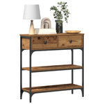 ZNTS Console Table Old Wood 72,5x25x75 cm Engineered Wood & Steel 863519