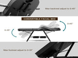 Salon Beauty Bed and Hydraulic Stool, Adjustable 3-Section Massage Table w/Detachable Head Cushions, 33915374